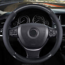 14- 16 Car Sport Steering Wheel Cover Black Trim Carbon Fiber Leather Diy Us