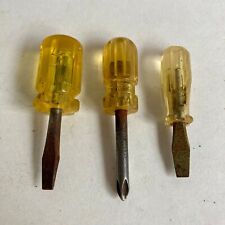 Lot 3 Vintage Stubby Screwdrivers Slotted Philips