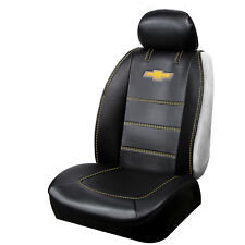New Black Vinyl Chevrolet Logo Car Truck Suv Front Seat Sideless Cover 1 Piece