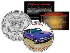 1971 Hemi Cuda Convertible Auction Muscle Car Colorized Jfk Half Dollar Us Coin