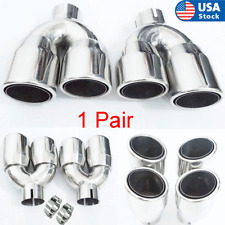2pcs 2.5 Inlet 3.5 Outlet Chrome Stainless Steel Car Dual Exhaust Muffler Tips