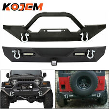 Front Or Rear Bumper W Lights Winch Plate D-rings For 87-06 Jeep Wrangler Tj Yj