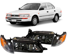Fits 1993-1997 Toyota Corolla Dx Black Housing Headlights Wcorners Leftright