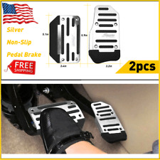 2x Silver Car Non-slip Automatic Gas Brake Foot Pedal Pad Cover Replace Kit New