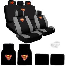 For Chevy Superman Ultimate Car Seat Covers Pow Logo Headrest Covers Mats Set