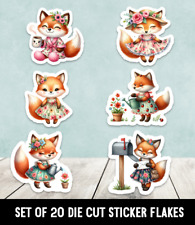 Cute Foxes Mixed Set Die Cut Stickers Happy Mail - Mixed Set Of 20