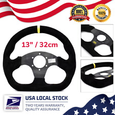 13 Black Suede Leather Racing Steering Wheel Universal D-shaped Race Tuning Sty