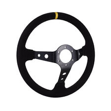 350mm Universal Suede Leather Stitch Deep Dish Sport Racing Car Steering Wheel