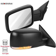 For 2009-17 Dodge Ram Pair Power Heated Signal Puddle Light Black Side Mirrors