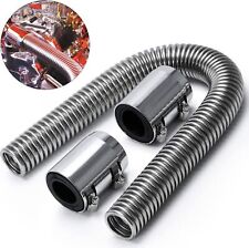24 Stainless Steel Universal Radiator Flexible Coolant Water Hose Kit With Caps