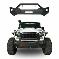 Rock Crawler Front Bumper W Winch Plate For 07-18 Jeep Wrangler Jk Steel Black