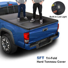 5ft Hard Truck Bed Tonneau Cover For 2005-2015 Toyota Tacoma Tri-fold W Lamp