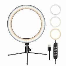 10 Led Ring Light With Tripod Stand Phone Holder Dimmable Desk Ringlight Kit