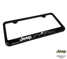 Black Plastic License Plate Frame W Jeep Off Road Mountain Script Logo
