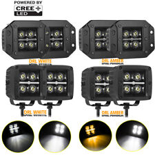 2x35 Cree Led Cube Pods Flush Mount Rear Bumper Driving Fog Offroad Amber Drl