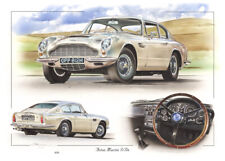 Aston Martin Db6 Coupe Silver Painting Limited Edition Print Art Work New Dugan
