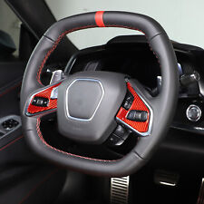 Red Carbon Fiber Steering Wheel Panel Trim Cover Fits For Corvette C8 2020-2023