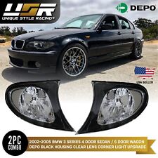 Depo Euro Style Black Clear Corner Signal Light Pair For 02-05 Bmw E46 4d 5d