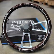 14 Billet Steering Wheel Real Pine Aluminum Rivet Chevy Muscle C10 Ford Hot Rod
