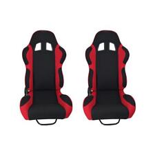 Universal Pair Reclinable Racing Seats Double Sliders Black Red Cloth