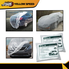 Universal Rain Dust Garage Clear Plastic Disposable Car Cover Temporary 2 Pack
