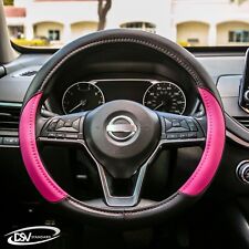 Dsv Standard Pink Leather Car Steering Wheel Cover 15 Inches