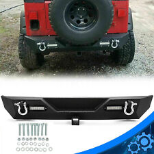 For 86-06 Jeep Wrangler Tj Yj Textured Rear Bumper W2 Led Lights Hitch Receiver