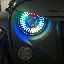 Led Headlights Halo Angle Eyes For Jeep Wrangler Cj Tj Jk 7 Inch Round Black