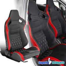 Black Red White Stitching Leather Right Side Carbon Fiber Look Racing Seat