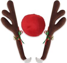 Car Reindeer Antlers Nose - Christmas Decorations For Car Truck And Suv