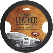 Genuine Leather Steering Wheel Cover For Car Suv Truck Large 15-16 Black