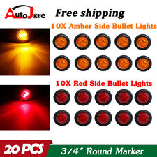 20x 34 12v Marker Lights Led Truck Trailer Round Side Bullet Light Amber Red