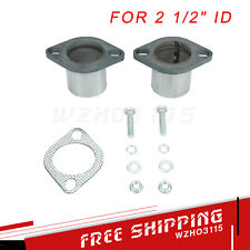For 2 12 Id Universal Exhaust Oval Flange Repair Pipe W 2 Bolt Gasket Kit