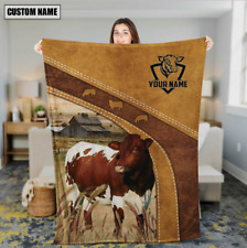 Pinzgauer Cattle Leather Background Farmhous Fleece Blanket