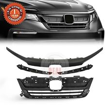 Fit 2019-20 2021 Honda Pilot Front Upper Grille Full Glossy Black Grill Assembly