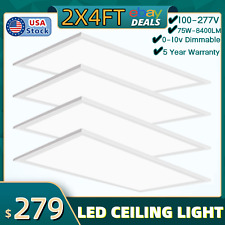 24 X 48 Flat Panel Led Ceiling Fixture 4 Pack 0-10v Dimmable100-277v5000k