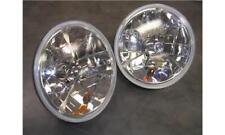 Pair 7 Inch Tri Bar Clear Dot Headlights H4 Bulbs With Amber Turn Signal Bulb