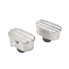 Polished Aluminum Finned Oval Air Pcv Breather Combo Valve Cover Set Of 2