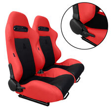 2 X Black Red Racing Seats Reclinable For All Ford Mustang
