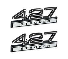 427 Stroker 7.0 Liter Engine Emblems Badges In Chrome Black - 4 Long Pair