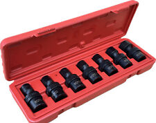 7pc 38 Dr. 10-19mm Metric Shallow Wobble Swivel Impact Socket Set Cr-mo 6pts