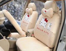 18pcs Plush Universal Hello Kitty Car Seat Covers Cushion Accessories Beige 049l