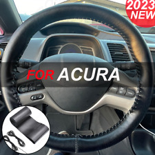 38cm 15 Car Steering Wheel Cover Genuine Leather For Acura Carbon Black