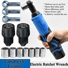 38 Electric Cordless Ratchet Right Angle Wrench Impact Power Tool 2 Battery
