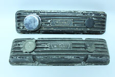 Vintage Weiand Sbc Small Block Chevy Finned Aluminum Valve Covers Black Krinkle