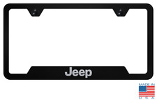 Black License Plate Frame For Jeep W Laser Etched Emblem Logo