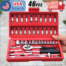 46pcs 14 Ratchet Wrench Combination Package Socket Tool Set Auto Car Repairing