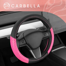 Pink Cute Car Steering Wheel Cover For Women Stitched Glitter Sequin Bling