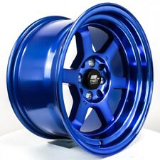 4-new 15 Mst Time Attack Wheels 15x8 4x1004x114.3 0 Sonic Blue Rims 73.1