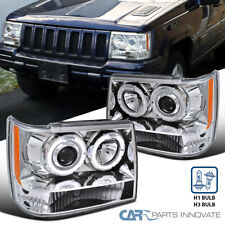 Fits 93-96 Jeep Grand Cherokee Clear Halo Projector Headlights Lamps Leftright